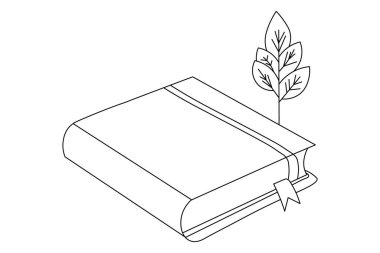 Aralıksız Tek Satır Sanat Vektörü Kitabı beyaz arkaplan üzerine satır biçimi