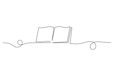 Aralıksız Tek Satır Sanat Vektörü Kitabı beyaz arkaplan üzerine satır biçimi