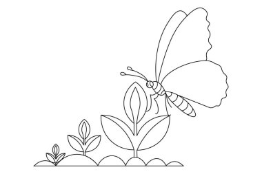 Kelebek, beyaz arka planda izole edilmiş renkli kral kelebekli bir çizim.