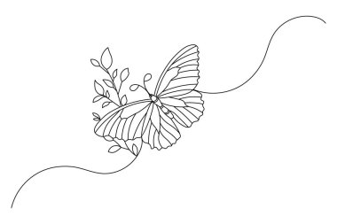 Kelebek, beyaz arka planda izole edilmiş renkli kral kelebekli bir çizim.