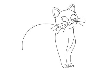 Kedi tek çizgi ve çıkış çizgisi vektör simgesi