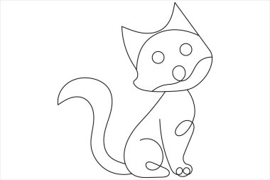 Kedi tek çizgi ve çıkış çizgisi vektör simgesi