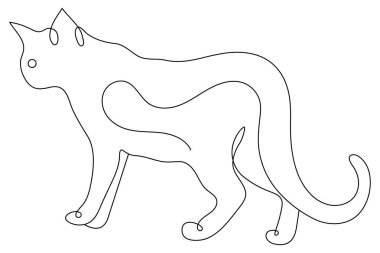 Kedi tek çizgi ve çıkış çizgisi vektör simgesi