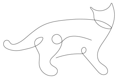 Kedi tek çizgi ve çıkış çizgisi vektör simgesi