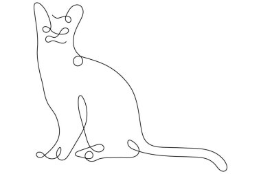 Bir satırlık kedi sanatı ana hatları vektör çizimi tasarımı