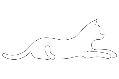 Bir satırlık kedi sanatı ana hatları vektör çizimi tasarımı