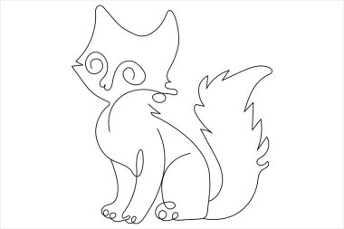Bir satırlık kedi sanatı ana hatları vektör çizimi tasarımı