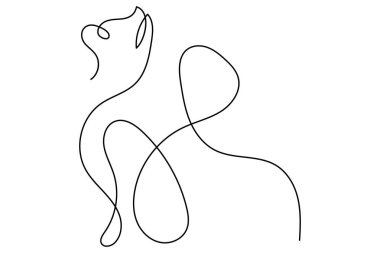 Bir satırlık kedi sanatı ana hatları vektör çizimi tasarımı