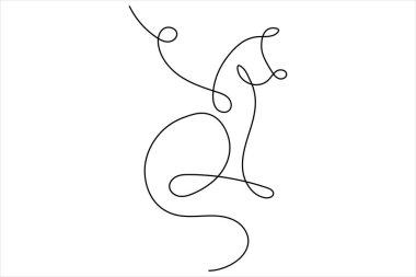 Bir satırlık kedi sanatı ana hatları vektör çizimi tasarımı