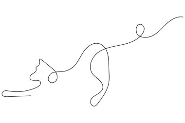 Bir satırlık kedi sanatı ana hatları vektör çizimi tasarımı