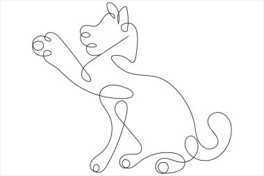 Bir satırlık kedi sanatı ana hatları vektör çizimi tasarımı