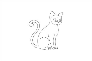 Kedi, makas vektör çiziminin bir satır aralıksız çizimi