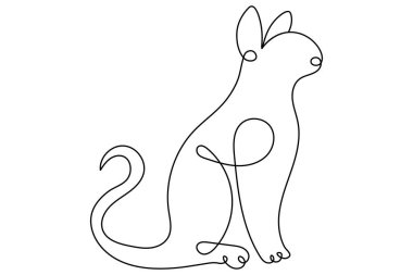 Kedi, makas vektör çiziminin bir satır aralıksız çizimi