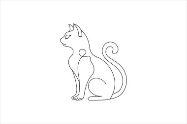 Kedi, makas vektör çiziminin bir satır aralıksız çizimi