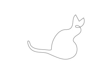 Kedi, makas vektör çiziminin bir satır aralıksız çizimi