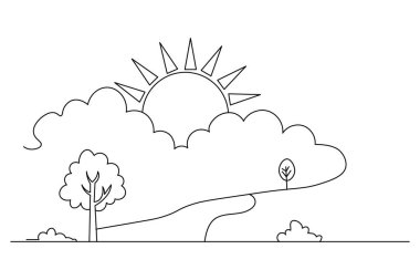 Makas vektör illüstrasyon tasarımının aralıksız bir çizgi çizimi