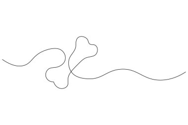 Köpek kemiği sürekli tek bir çizgi halinde hayvan pençesi simgesi çiziyor.