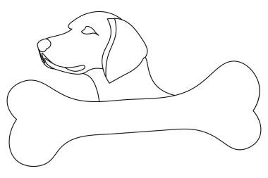 Köpek kemiği sürekli tek bir çizgi halinde hayvan pençesi simgesi çiziyor.