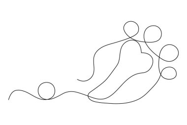 Köpek kemiği sürekli tek bir çizgi halinde hayvan pençesi simgesi çiziyor.