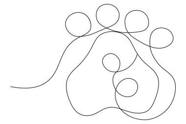 Köpek pençesi sürekli bir satır sanat ve izole edilmiş vektör çizimi tasarımı