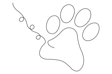 Köpek pençesi sürekli bir satır sanat ve izole edilmiş vektör çizimi tasarımı