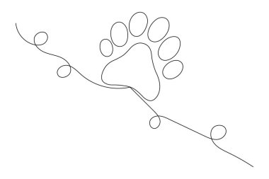 Köpek pençesi sürekli bir satır sanat ve izole edilmiş vektör çizimi tasarımı