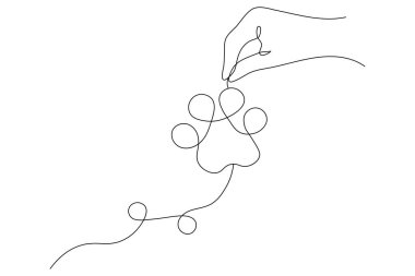 Köpek pençesi sürekli bir satır sanat ve izole edilmiş vektör çizimi tasarımı