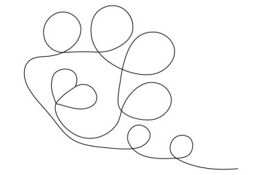  Köpek sürekli tek çizgi halinde hayvan pençesi ikonu ana hatları vektörü çiziyor