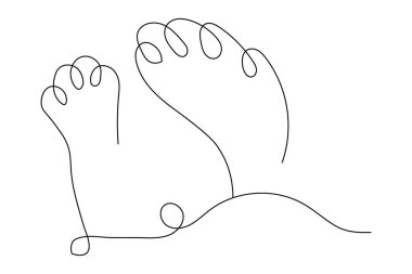  Köpek sürekli tek çizgi halinde hayvan pençesi ikonu ana hatları vektörü çiziyor
