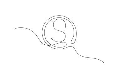 Dolar simgesi izole edilmiş dış hat vektör simgesinin sürekli bir çizgi çizimi