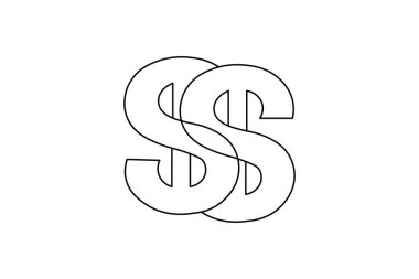 Dolar simgesi izole edilmiş dış hat vektör simgesinin sürekli bir çizgi çizimi