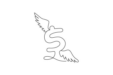 Dolar simgesi izole edilmiş dış hat vektör simgesinin sürekli bir çizgi çizimi