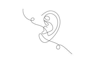 İnsan kulağı aralıksız bir çizgi sanat ana hatları vektör minimalist tasarımı