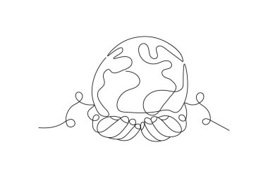 Dünya küresi dünya haritasının bir çizgi çizimi minimalist vektör çizimi çizgi vektörünü izole etti