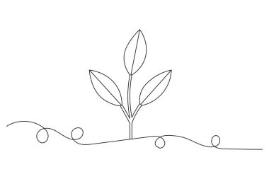 Ekoloji Sürdürülebilir Bir satır sanat ve çıkış çizgisi vektör simgesi