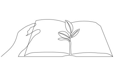 Ekoloji Sürdürülebilir Bir satır sanat ve çıkış çizgisi vektör simgesi