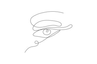 Göz sembolü, insan gözü işaret ana hatları çizim vektör simgesi olarak sürekli bir çizgi halinde.
