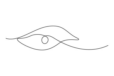 Göz sembolü, insan gözü işaret ana hatları çizim vektör simgesi olarak sürekli bir çizgi halinde.