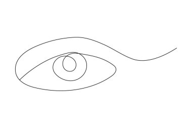 Göz sembolü, insan gözü işaret ana hatları çizim vektör simgesi olarak sürekli bir çizgi halinde.