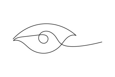 Göz sembolü, insan gözü işaret ana hatları çizim vektör simgesi olarak sürekli bir çizgi halinde.