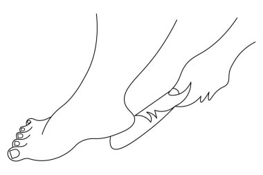 Tek ayak tabanı izole edilmiş çizim çizimi sanatı