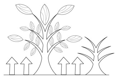 Büyüme bitkisi sürekli tek satır sanat ve izole edilmiş minimalist vektör illüstrasyonu