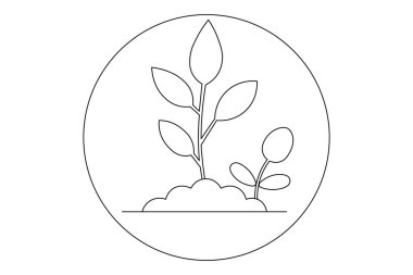 Büyüme bitkisi sürekli tek satır sanat ve izole edilmiş minimalist vektör illüstrasyonu