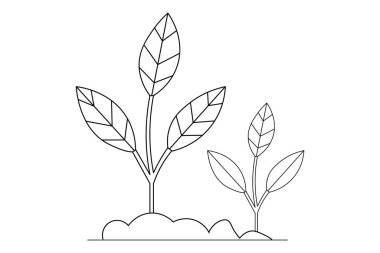 Büyüme bitkisi sürekli tek satır sanat ve izole edilmiş minimalist vektör illüstrasyonu