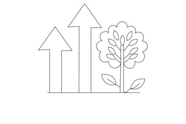 Büyüme bitkisi sürekli tek satır sanat ve izole edilmiş minimalist vektör illüstrasyonu