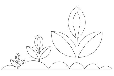 Büyüme bitkisi sürekli tek satır sanat ve izole edilmiş minimalist vektör illüstrasyonu