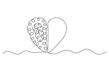 İnsan beyni, makas vektör illüstrasyon tasarımının kesintisiz tek çizgi çizimi