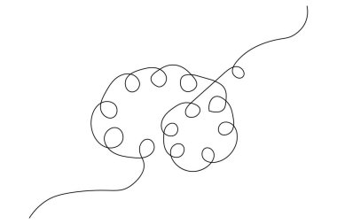 İnsan beyni, makas vektör illüstrasyon tasarımının kesintisiz tek çizgi çizimi