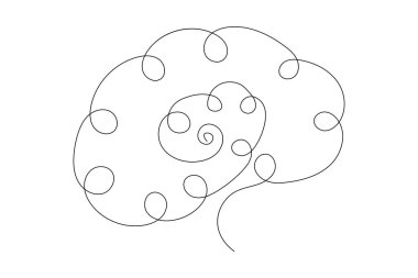 İnsan beyni, makas vektör illüstrasyon tasarımının kesintisiz tek çizgi çizimi