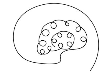 İnsan beyni, makas vektör illüstrasyon tasarımının kesintisiz tek çizgi çizimi